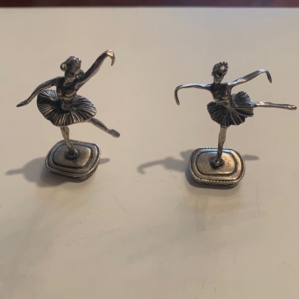 Pewter ballerinas, set of 2.